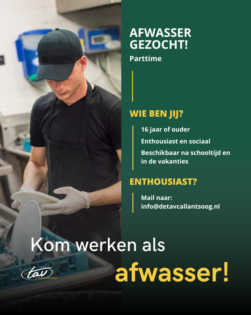 Vacature werken als afwasser bij de Tav Callantsoog