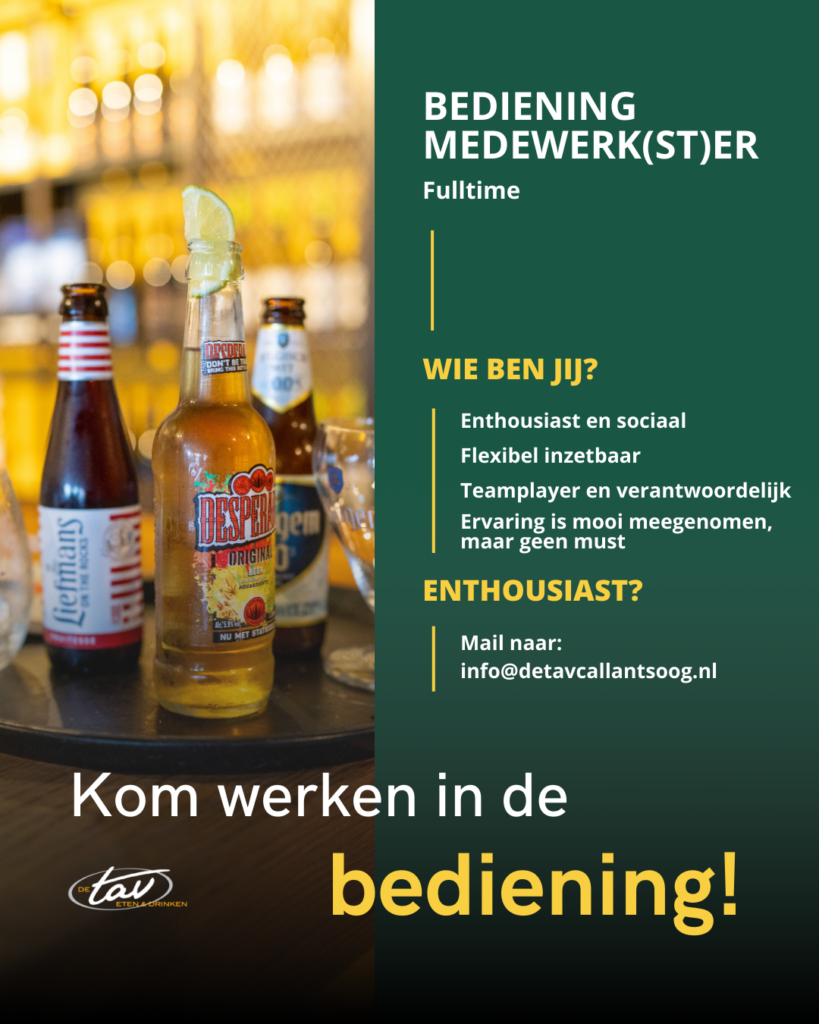 Vacature werken in de bediening de Tav Callantsoog